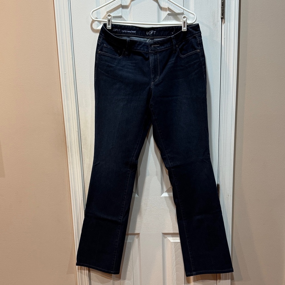 LOFT Women's Deep Indigo Curley Sexy Boot Cut Jeans